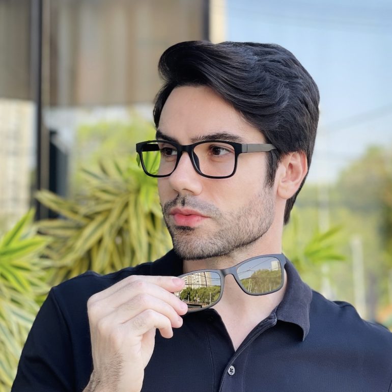 safine com br oculos 3 em 1 clip on masculino retangular preto e verde ravi 3