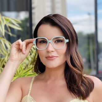 safine com br oculos de grau feminino quadrado verde agua adele 2