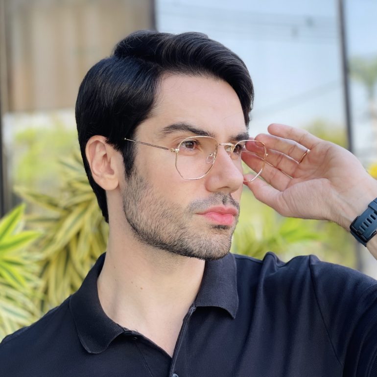 safine com br oculos de grau masculino hexagonal dourado dante 2 0 2