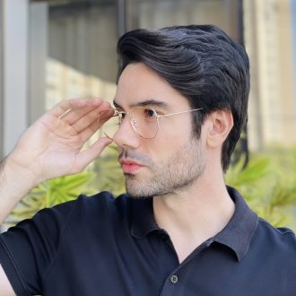 safine com br oculos de grau masculino hexagonal dourado dante 2 0 3