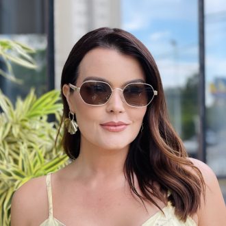 safine com br oculos de sol feminino hexagonal marrom e rosa jana