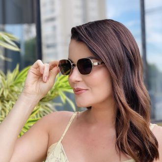 safine com br oculos de sol feminino hexagonal marrom e tartaruga jana 2