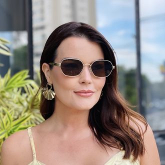 safine com br oculos de sol feminino hexagonal marrom e tartaruga jana 3