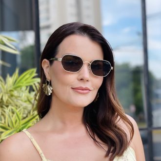safine com br oculos de sol feminino hexagonal marrom e tartaruga jana