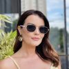 safine com br oculos de sol feminino hexagonal preto e dourado jana