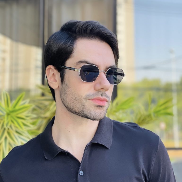 safine com br oculos de sol masculino hexagonal preto e prata noah 1