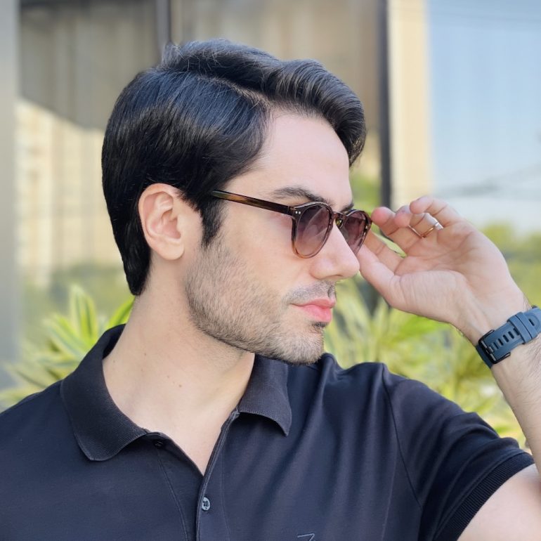 safine com br oculos de sol masculino redondo marrom degrade gael 2