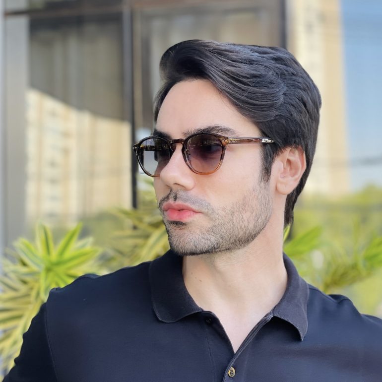 safine com br oculos de sol masculino redondo marrom degrade gael 3