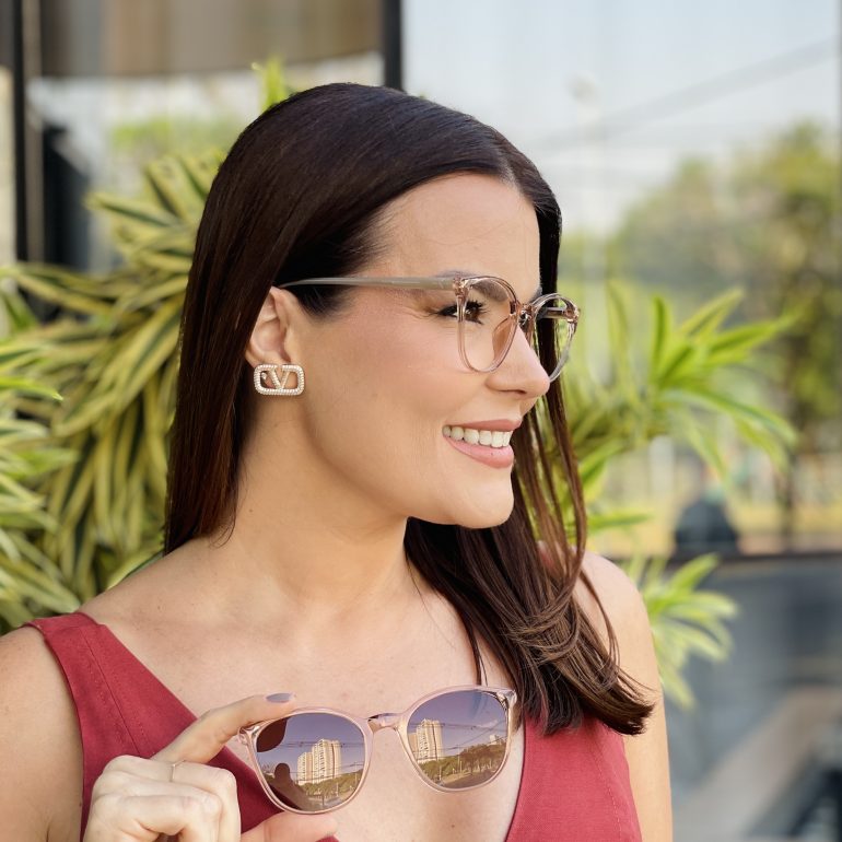 safine com br oculos 2 em 1 clip on redondo rose transparente taina 12