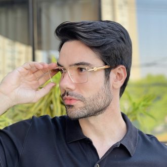 safine com br oculos de grau masculino aviador dourado martin 1