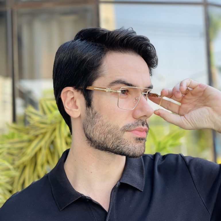 safine com br oculos de grau masculino aviador dourado martin