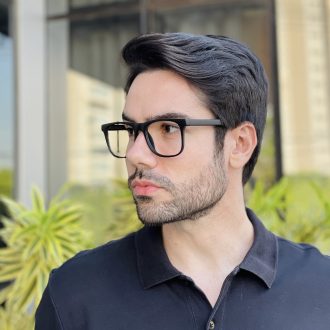 safine com br oculos de grau masculino quadrado preto fosco apolo 1