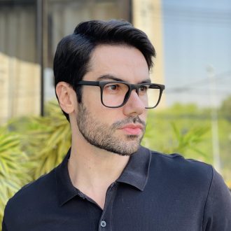 safine com br oculos de grau masculino quadrado preto fosco apolo 2