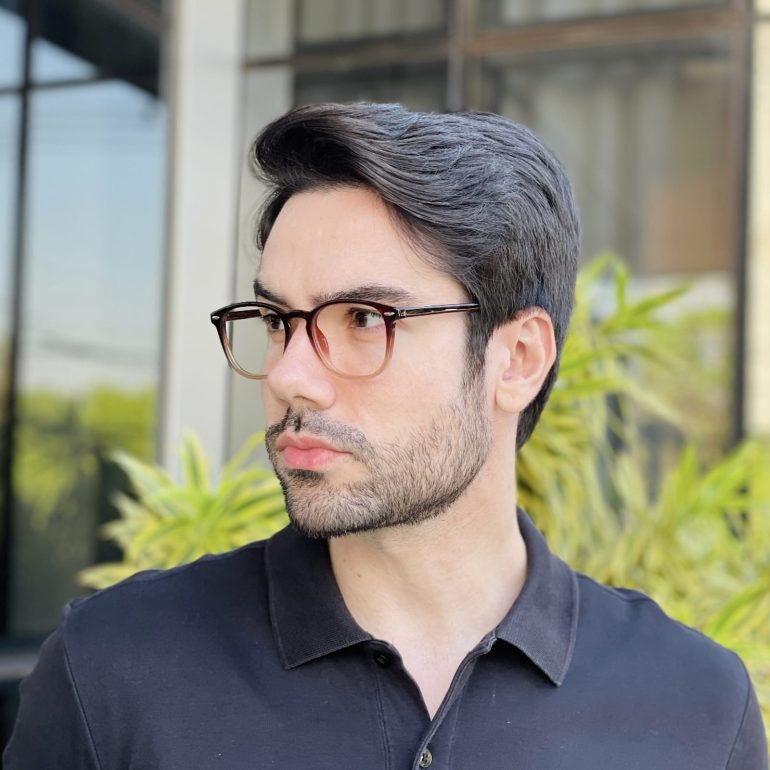 safine com br oculos de grau masculino redondo marrom degrade fabricio 1