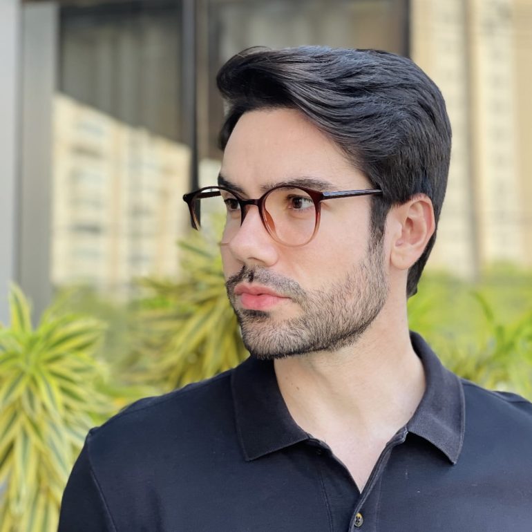 safine com br oculos de grau masculino redondo marrom degrade xavier 1