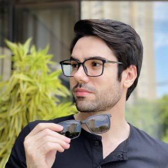 safine com br oculos 2 em 1 clip on masculino retangular preto e cinza maxi 12