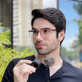 safine com br oculos 2 em 1 clip on redondo cinza transparente joao 3