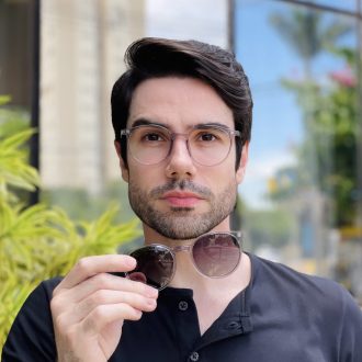 safine com br oculos 2 em 1 clip on redondo cinza transparente joao 4