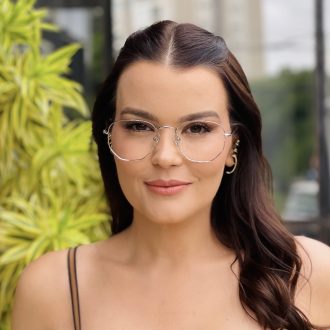 safine com br oculos de grau feminino hexagonal prata laura