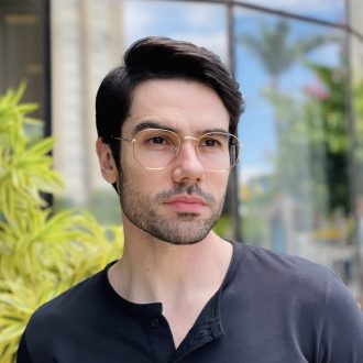 safine com br oculos de grau masculino hexagonal dourado tales 3