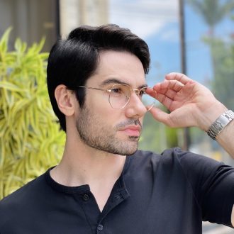 safine com br oculos de grau masculino hexagonal dourado tales
