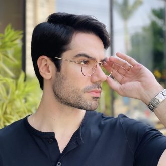 safine com br oculos de grau masculino hexagonal marrom e dourado davi 2 0 2