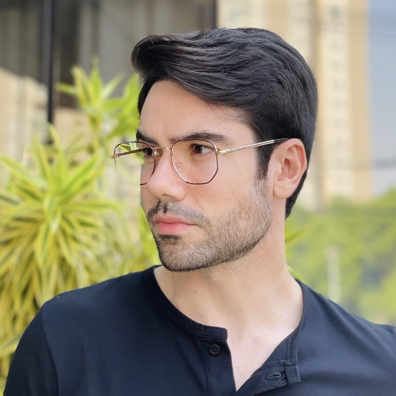 safine com br oculos de grau masculino hexagonal marrom e dourado davi 2 0