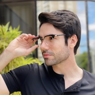 safine com br oculos de grau masculino quadrado preto e dourado vini 1