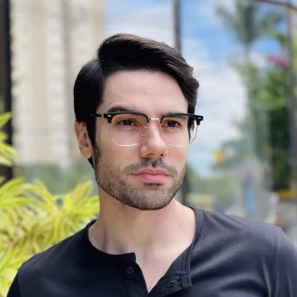 safine com br oculos de grau masculino quadrado preto e dourado vini 2