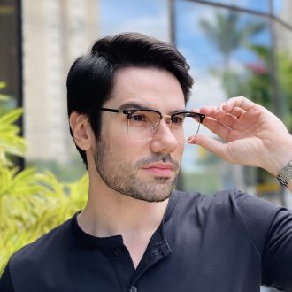 safine com br oculos de grau masculino quadrado preto e dourado vini