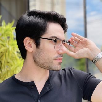 safine com br oculos de grau masculino quadrado preto e prata vini 1