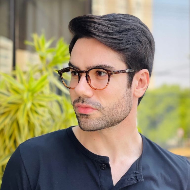 safine com br oculos de grau masculino redondo marrom degrade gael 2 0