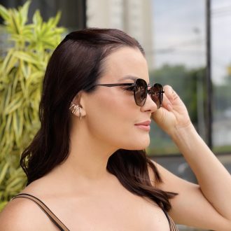 safine com br oculos de sol feminino hexagonal marrom karen 3