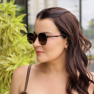 safine com br oculos de sol feminino hexagonal marrom karen