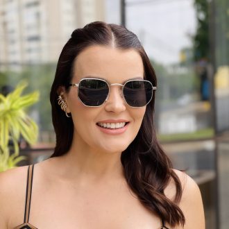 safine com br oculos de sol feminino hexagonal prata karen