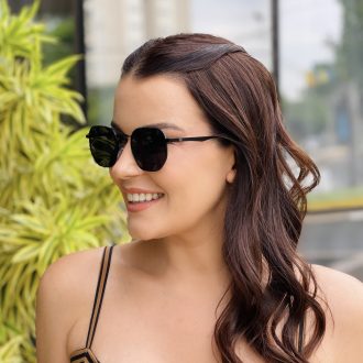 safine com br oculos de sol feminino hexagonal preto karen