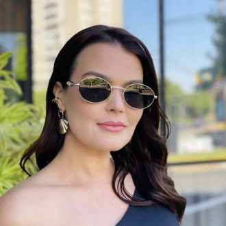 safine com br oculos de sol feminino oval dourado poly