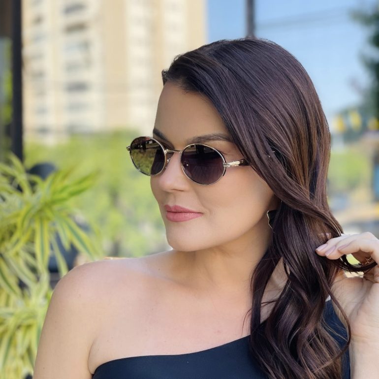 safine com br oculos de sol feminino oval dourado poly 4