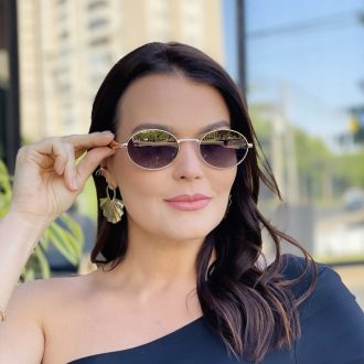 safine com br oculos de sol feminino oval dourado poly 6