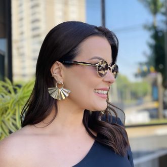 safine com br oculos de sol feminino oval dourado poly 8