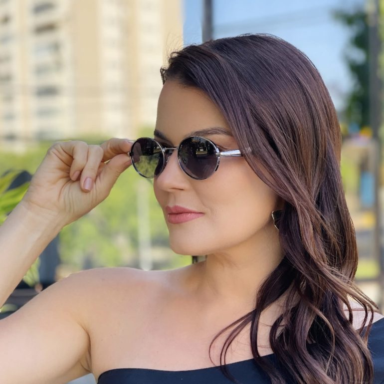 safine com br oculos de sol feminino oval grafite poly