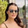 safine com br oculos de sol feminino redondo azul luiza