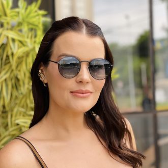 safine com br oculos de sol feminino redondo azul luiza