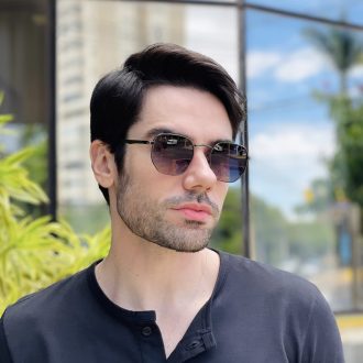 safine com br oculos de sol masculino hexagonal grafite geovani