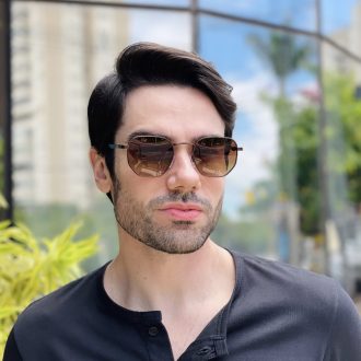 safine com br oculos de sol masculino hexagonal marrom geovani 2