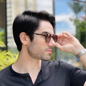 safine com br oculos de sol masculino hexagonal marrom geovani 3