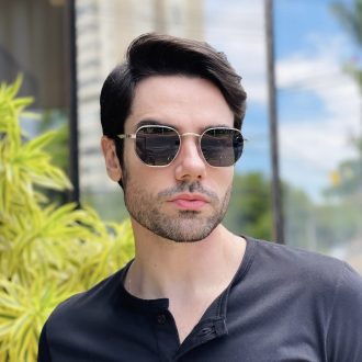 safine com br oculos de sol masculino hexagonal prata geovani 4