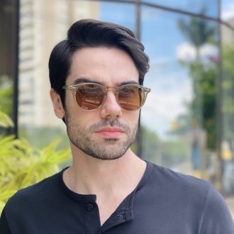 safine com br oculos de sol masculino redondo champanhe gustavo
