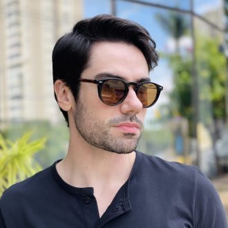 safine com br oculos de sol masculino redondo preto e marrom gustavo 3