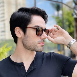 safine com br oculos de sol masculino redondo preto e marrom gustavo
